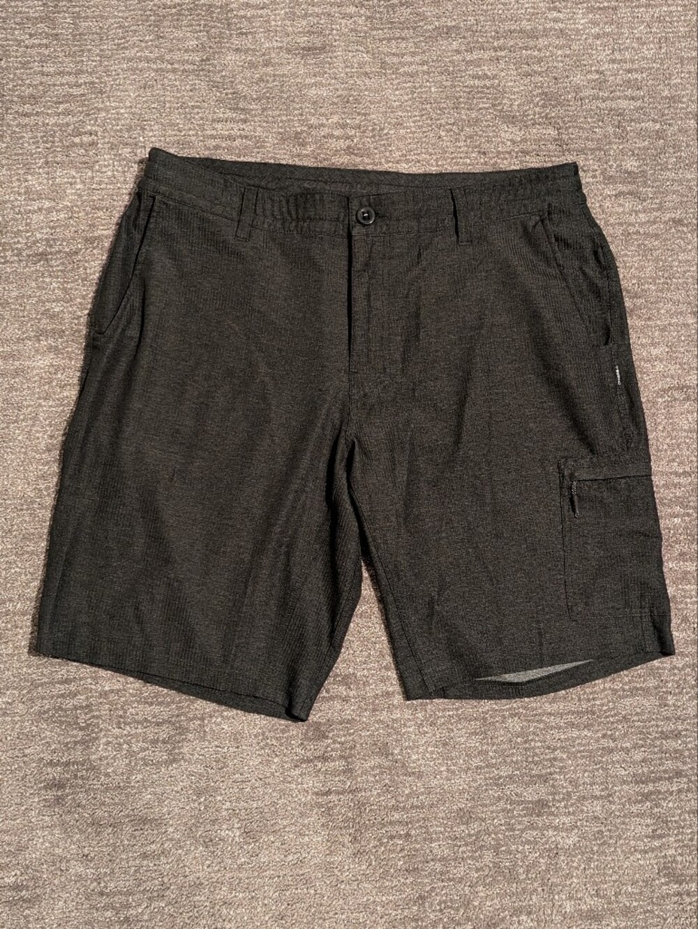 O'Neill CrossOver Hybrid Black Gray Microstripe 20" Swim Board Shorts - Size 36